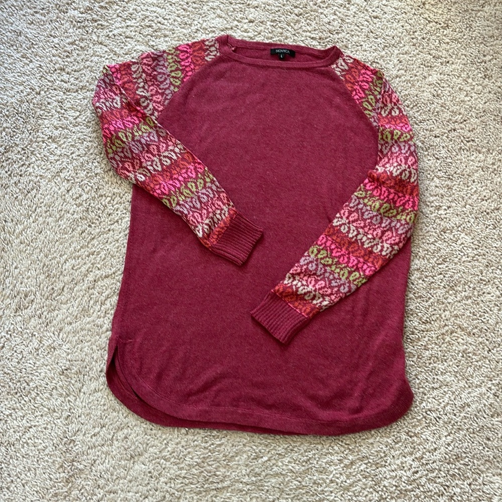 Novica Peru sweater with patterned sleeves size large